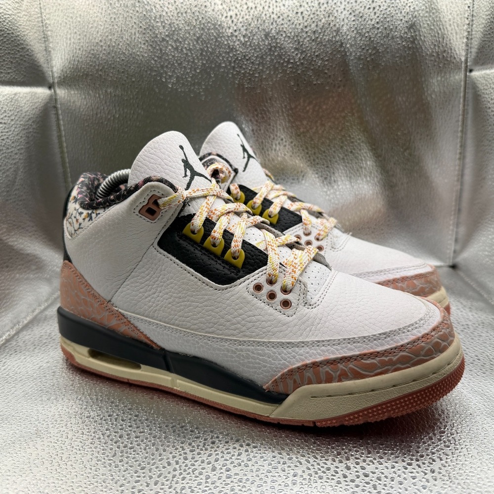 Size 6.5Y Air Jordan 3 Retro Gs White Kids Lace-Up Athletic Shoes 441140-100